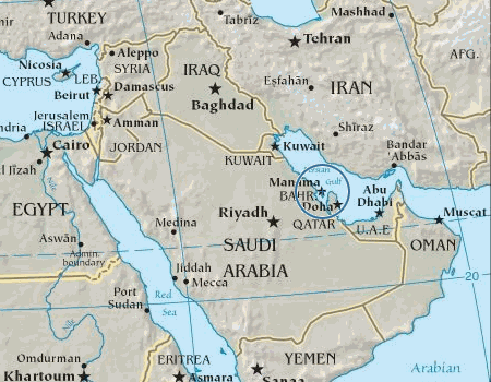 bahrein karte middle osten